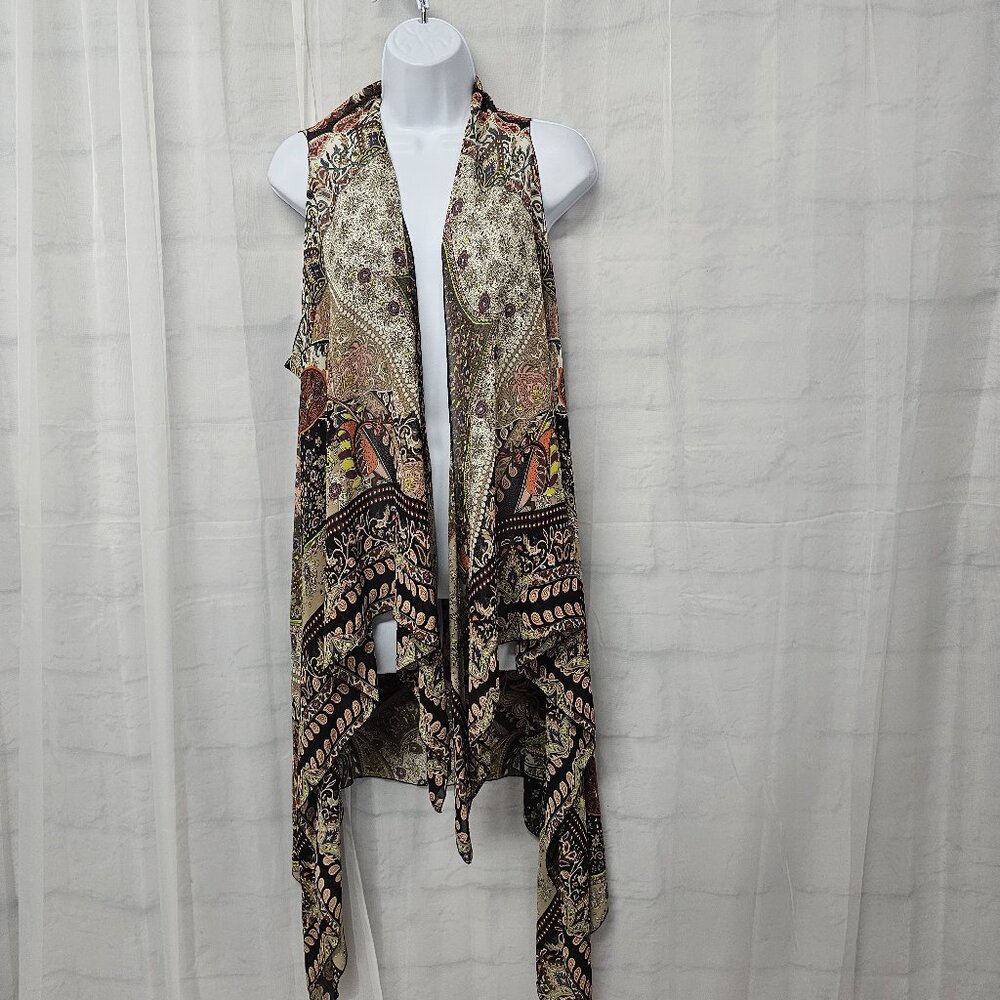 Women's Printed Open-Front Sleeveless Drape Vest - Multi